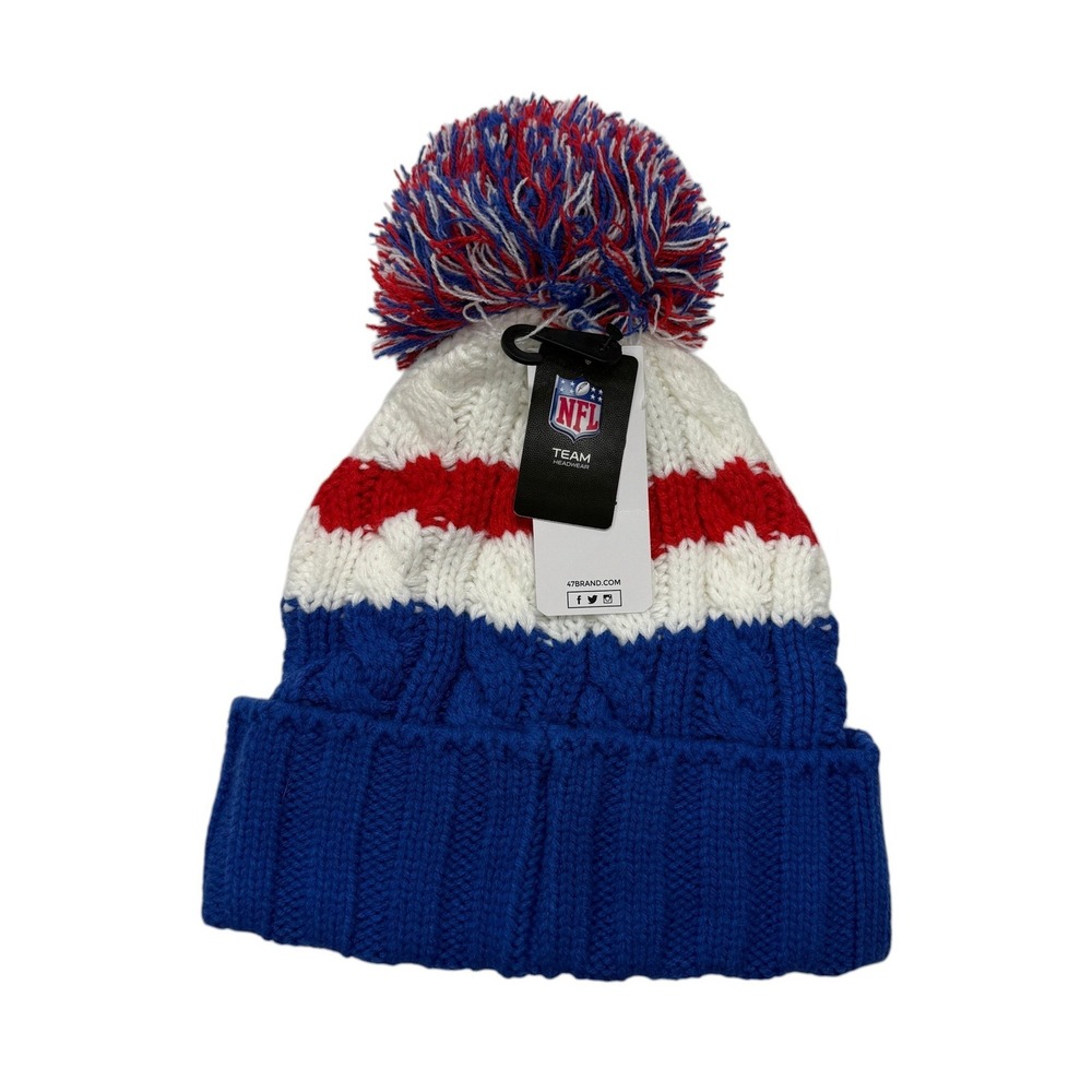 '47 Brand Buffalo Bills Beanie Pom Hat Womens Ashfield Cuff Knit NWT NFL - Picture 2 of 6